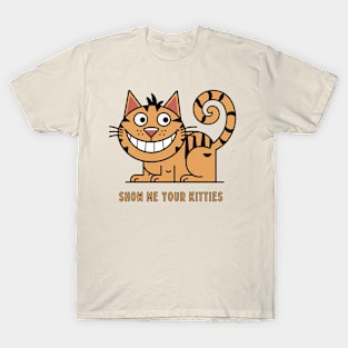 Funny Kitty Cat Illustration with Big Smile | Humorous Feline Graphic T-Shirt